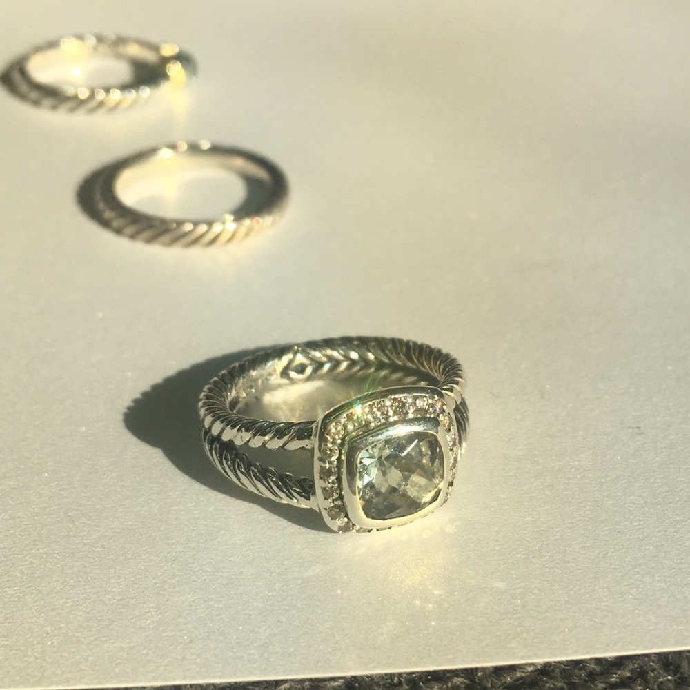 Petite Albion Ring, Prasiolite, Diamond, Sterling